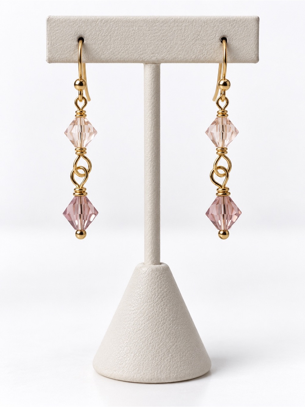 Swarovski Vintage Rose & Light Peach Crystal Dangle Earrings